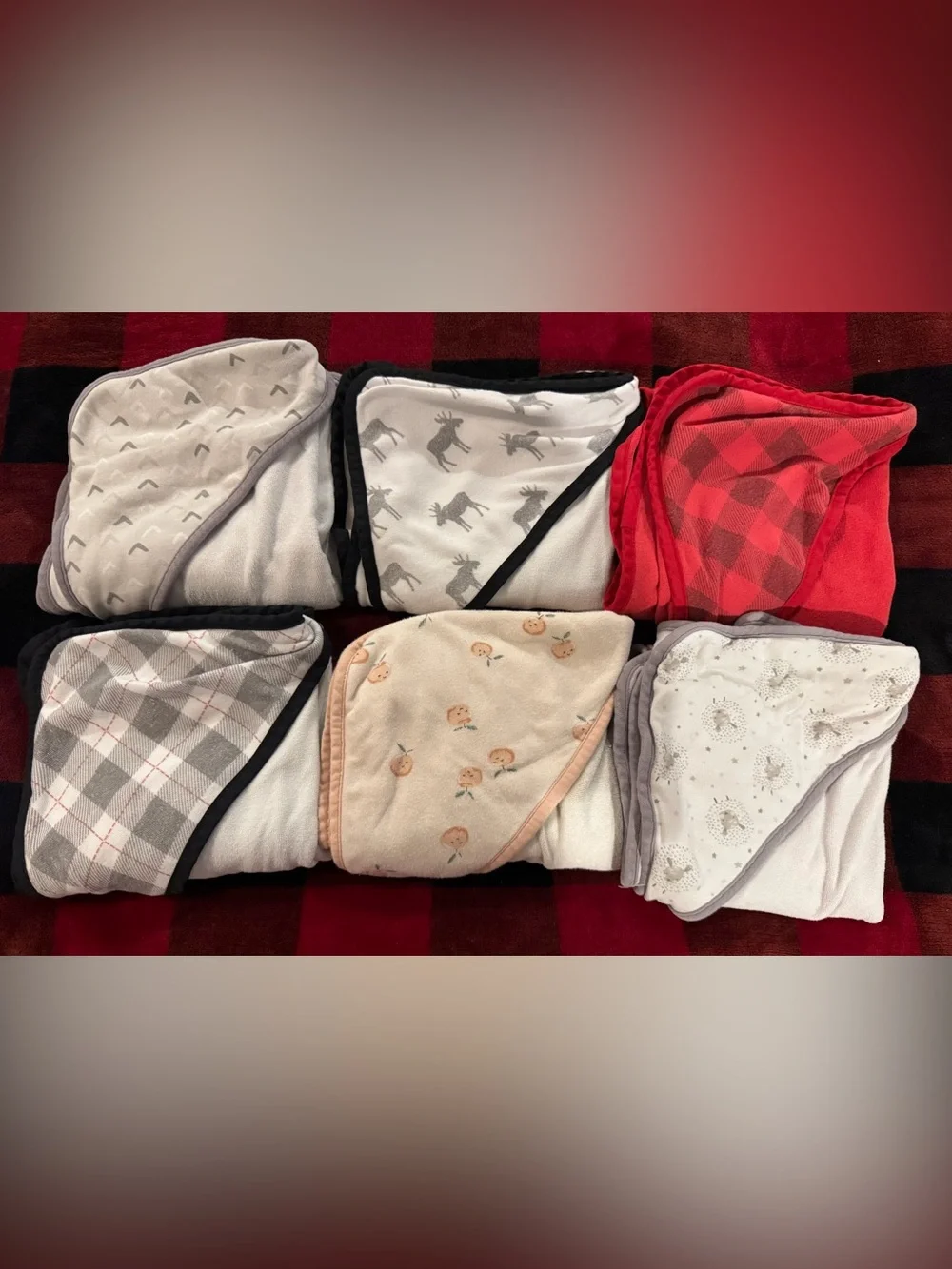 6 Hooded Baby Bath Towels Bundle | Neutral Baby Towels | Hooded Towels